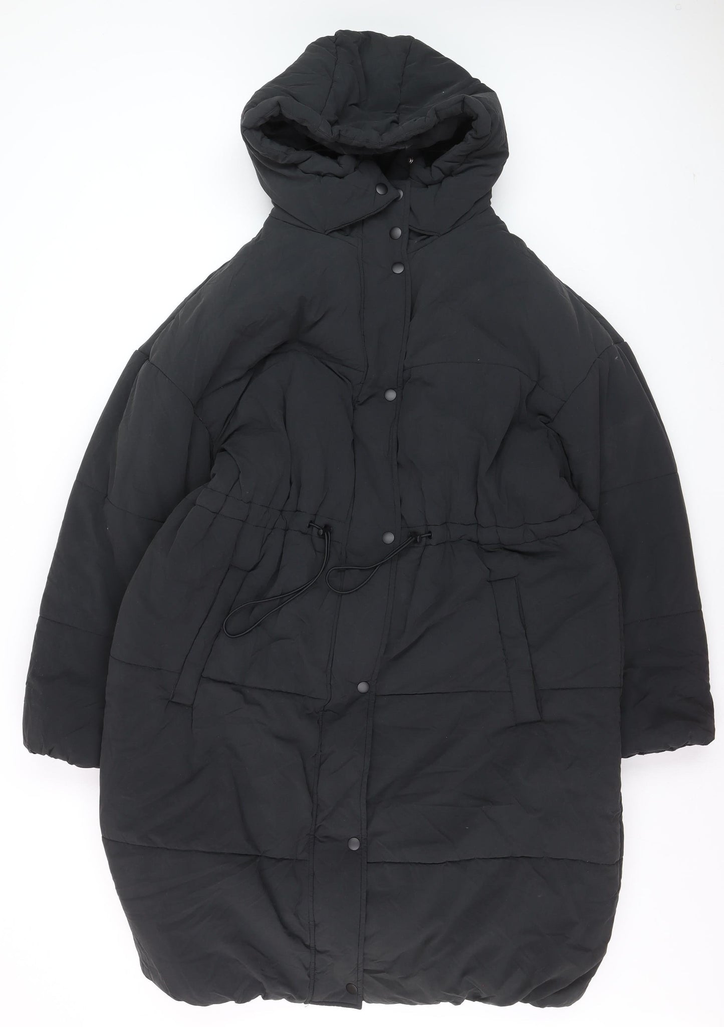 Marks and Spencer Unisex Black Hooded Long Puffer Coat Size 16