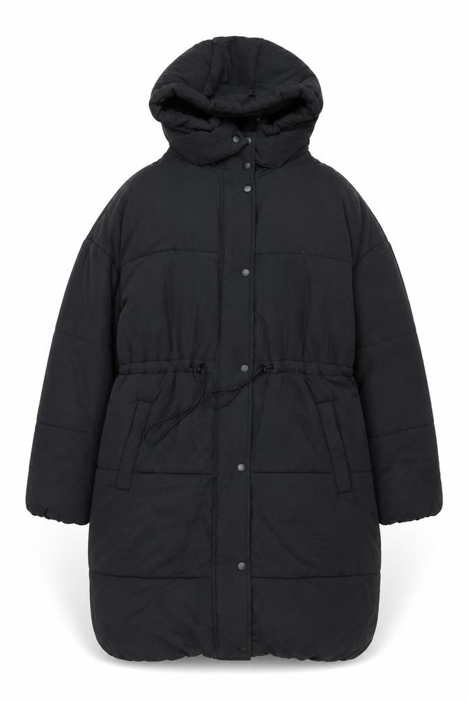 Marks & Spencer Unisex Black Hooded Long Puffer Coat Size 16