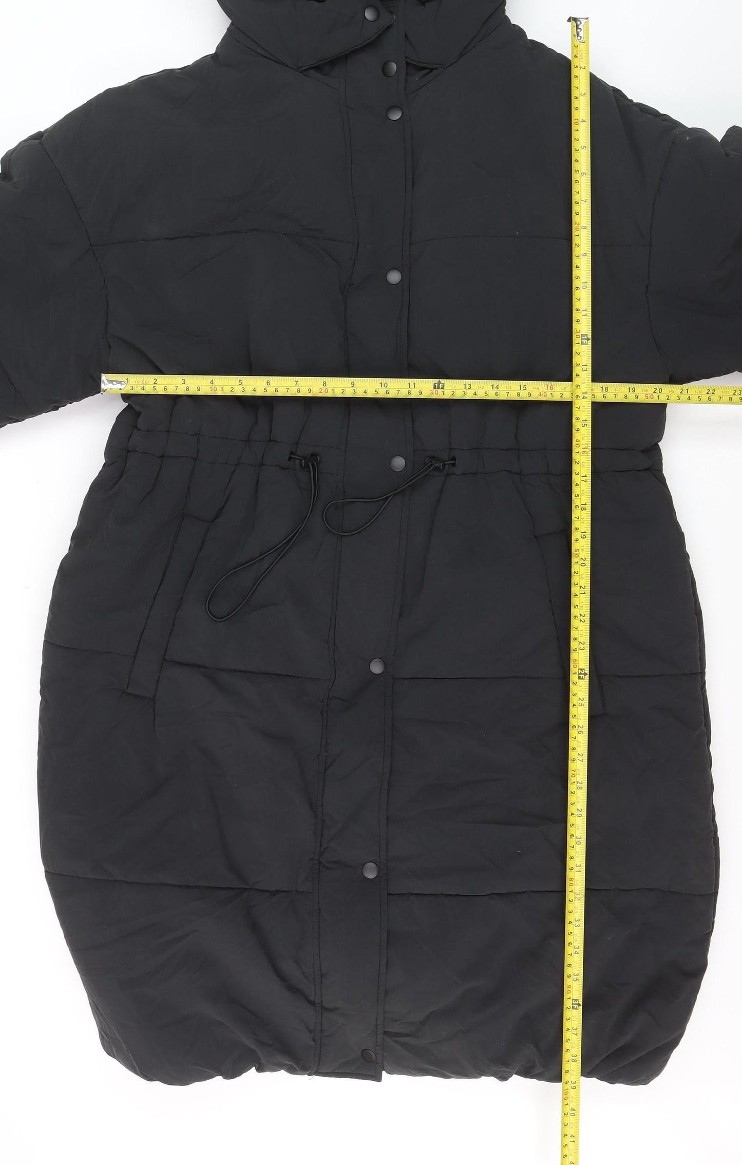 Marks and Spencer Unisex Black Hooded Long Puffer Coat Size 16
