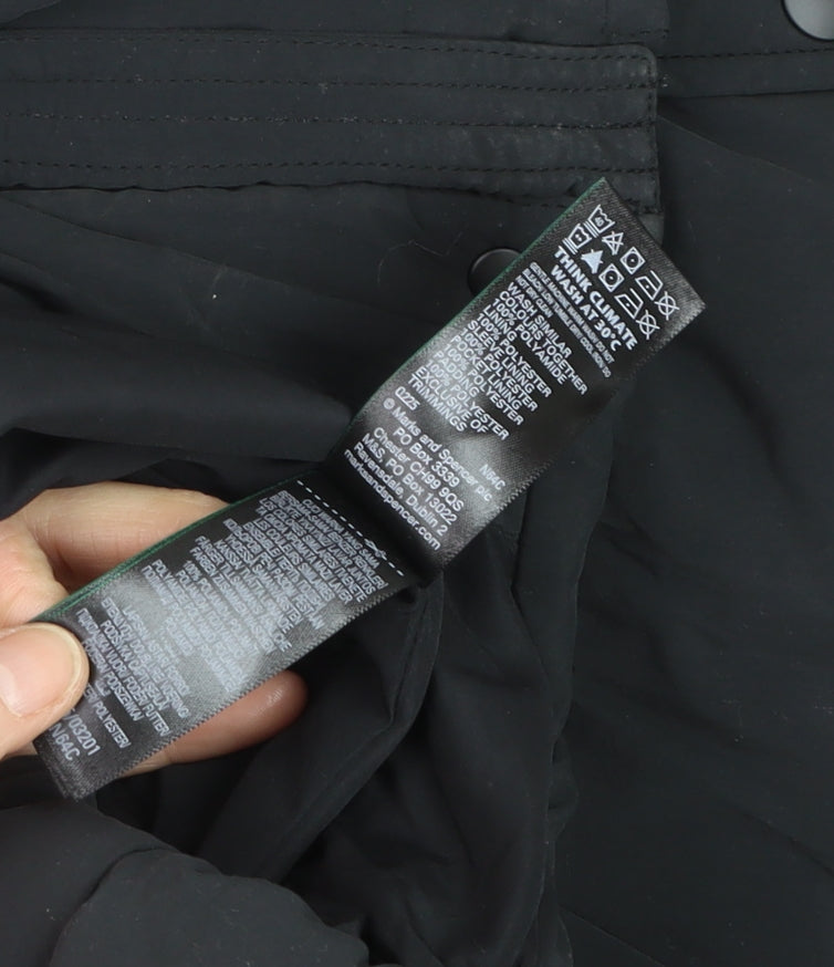 Marks and Spencer Unisex Black Hooded Long Puffer Coat Size 16