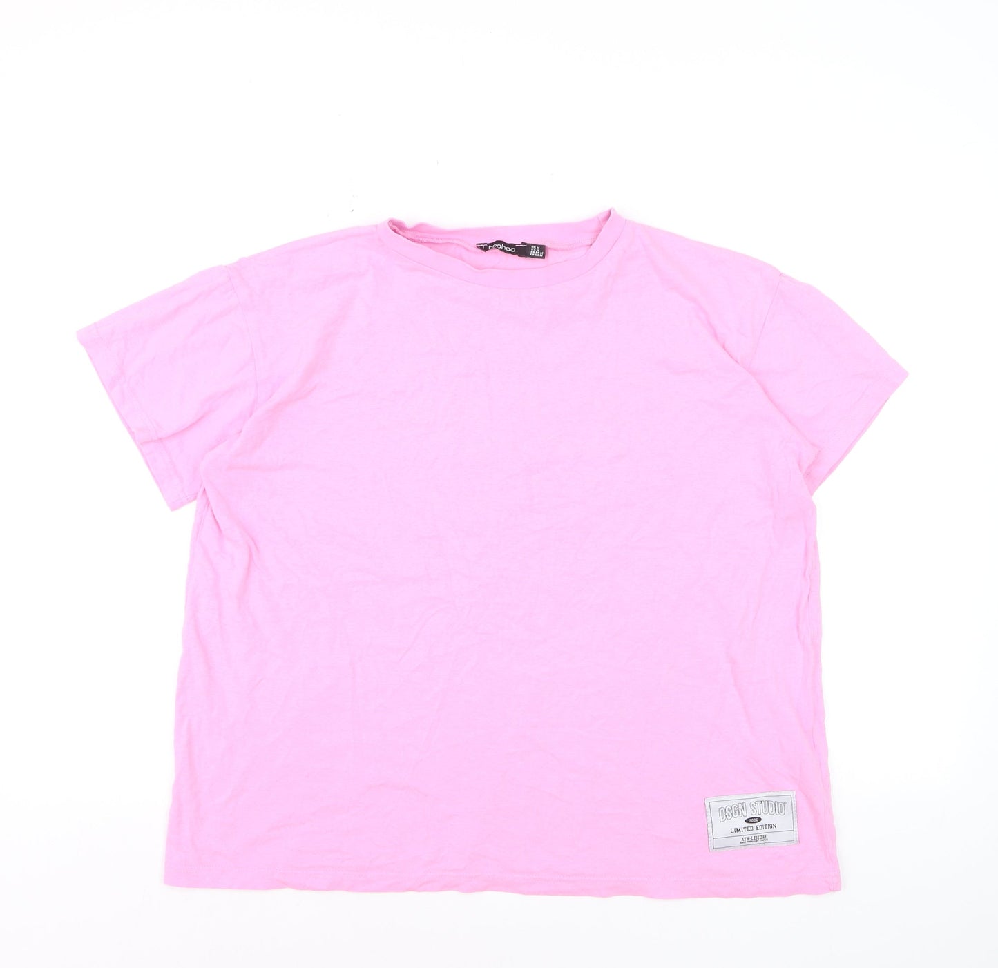 Boohoo Women's Pink Basic Cotton Short Sleeve T-Shirt Size M