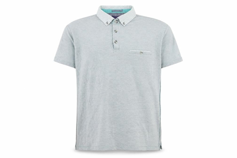 Easy Men's Grey Cotton Button-Down Collar Polo Shirt Size L