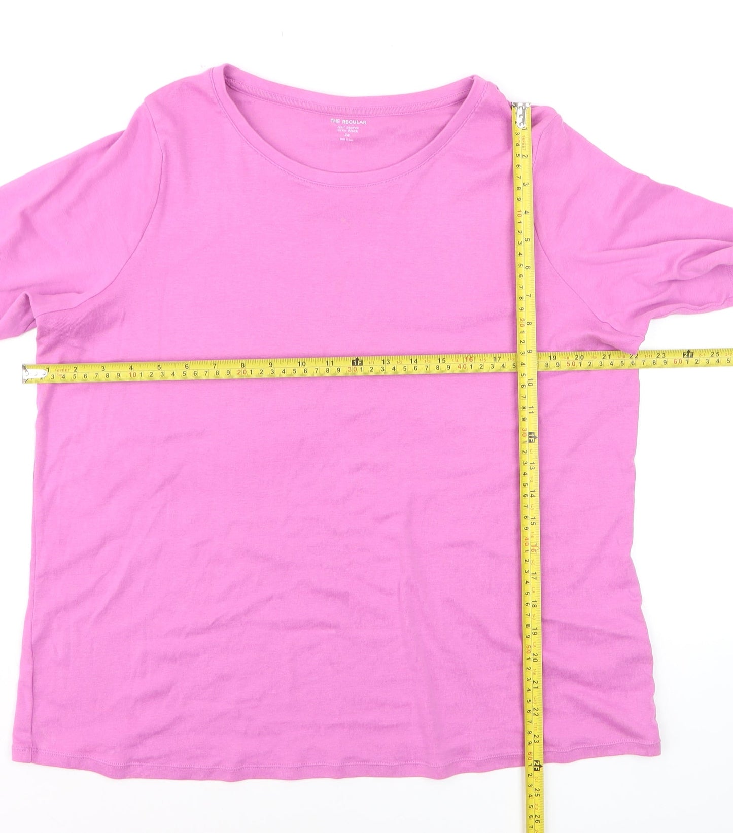 Marks and Spencer Women's Pink Cotton Stretch Crew Neck T-Shirt Size 24