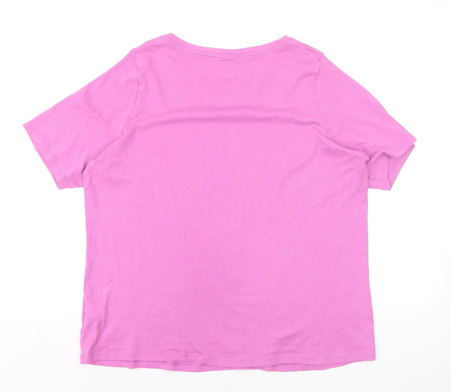 Marks and Spencer Women's Pink Cotton Stretch Crew Neck T-Shirt Size 24