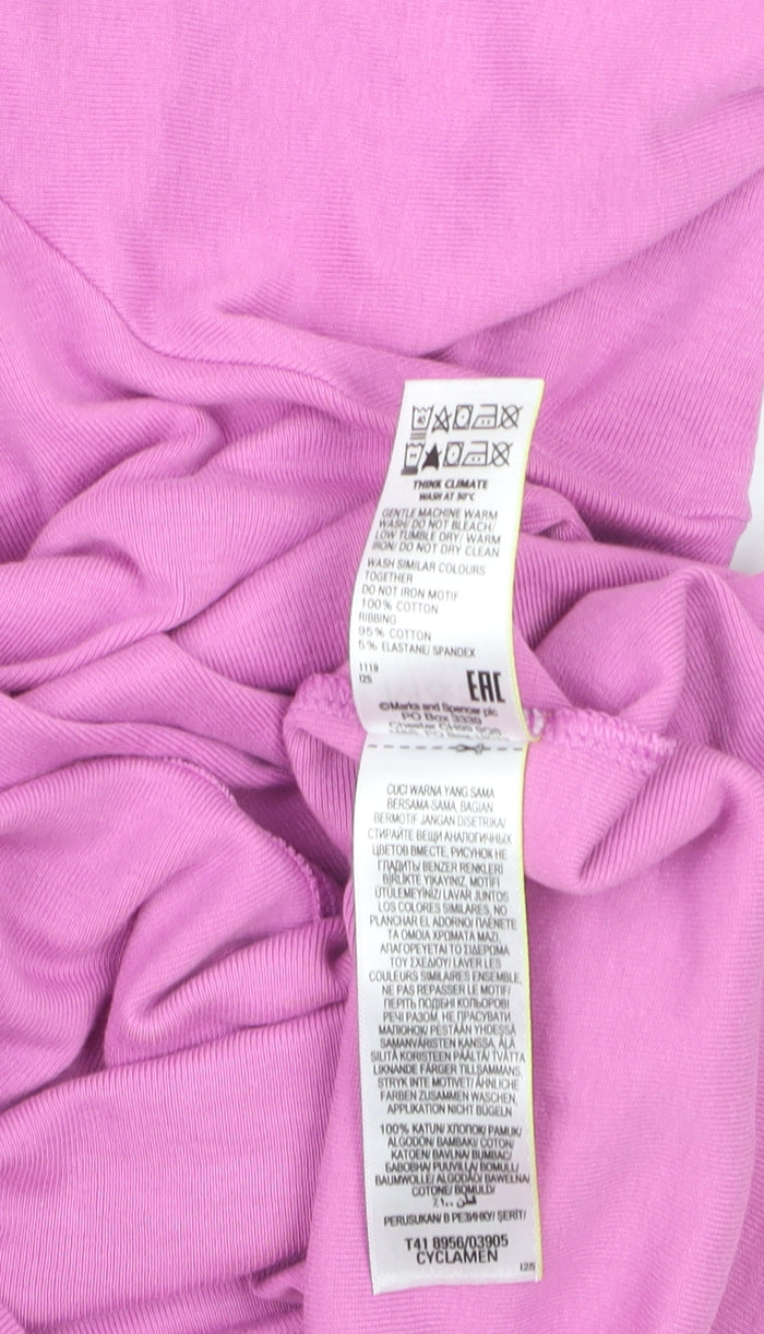 Marks and Spencer Women's Pink Cotton Stretch Crew Neck T-Shirt Size 24