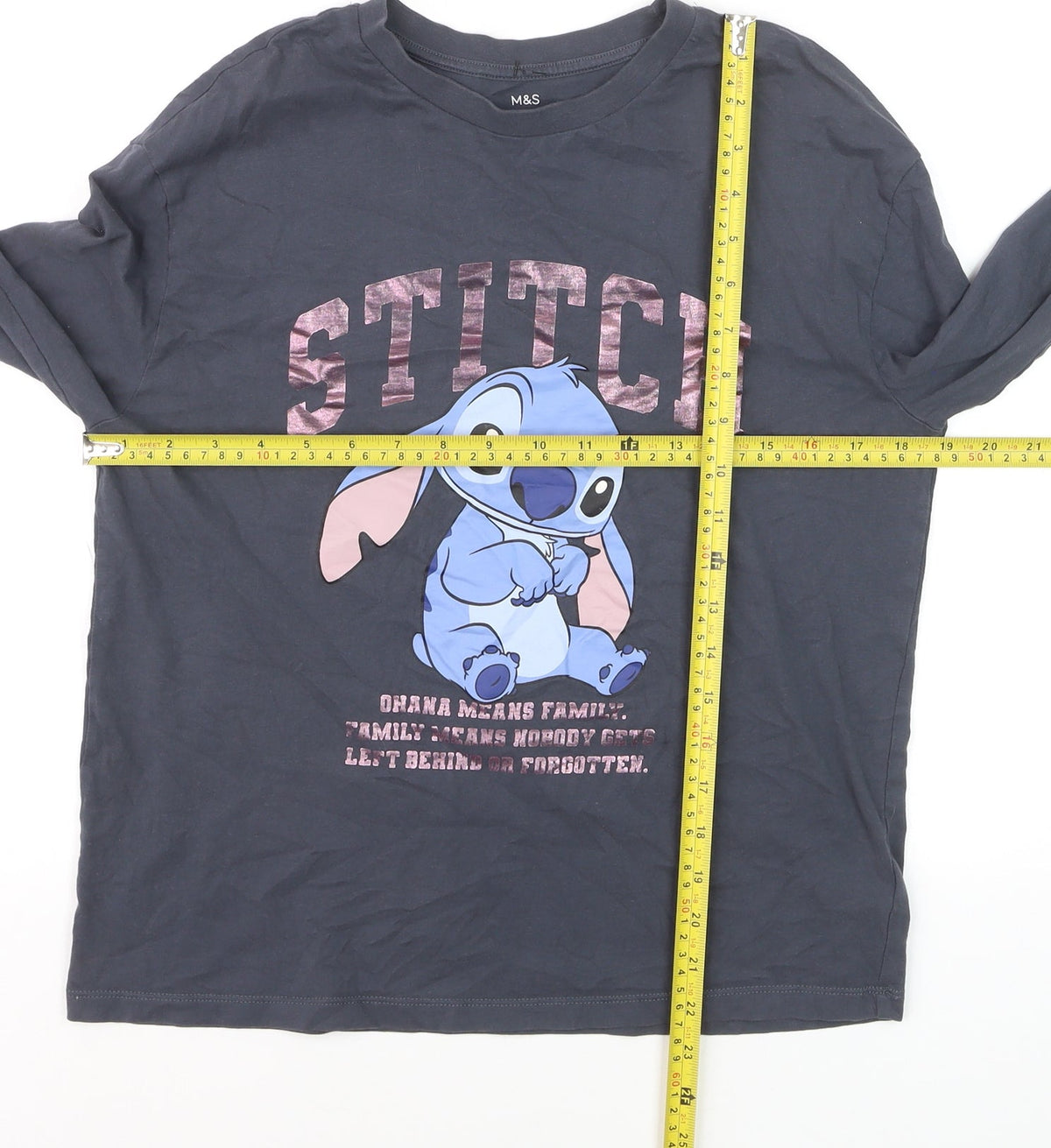 Back view of Marks & Spencer girls’ grey stitch long sleeve t-shirt 12-13 years