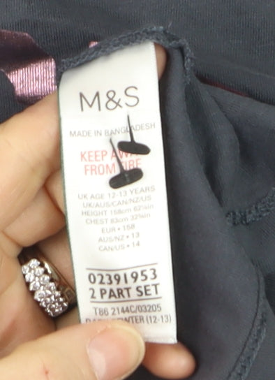 Additional view of Marks & Spencer girls’ grey stitch long sleeve t-shirt 12-13 years