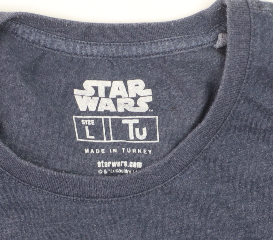 Tu Star Wars Men's Blue Graphic Print Crew Neck T-Shirt Size L