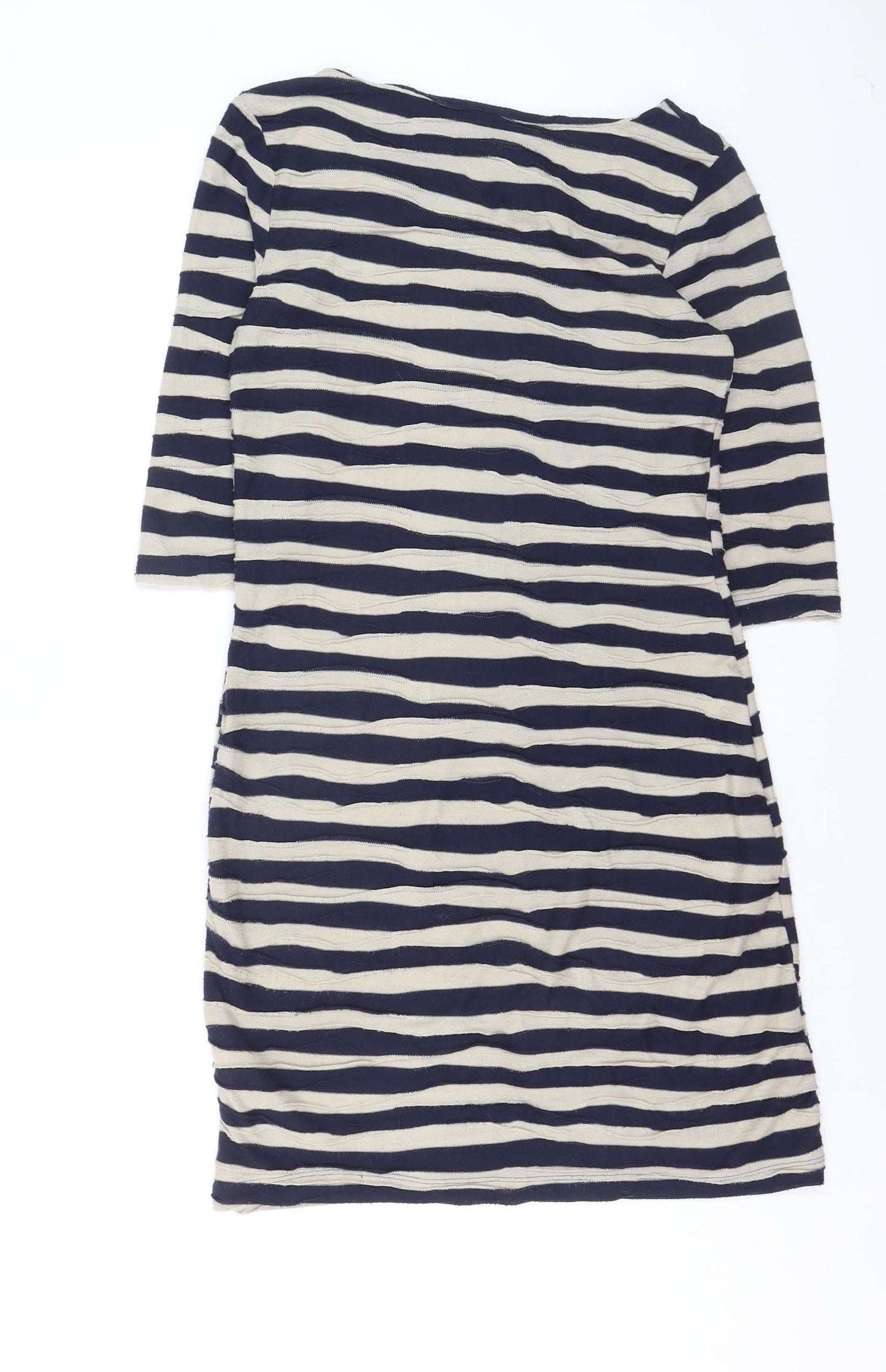 Phase Eight Women Blue Striped Knee Length Shift Dress Size 10