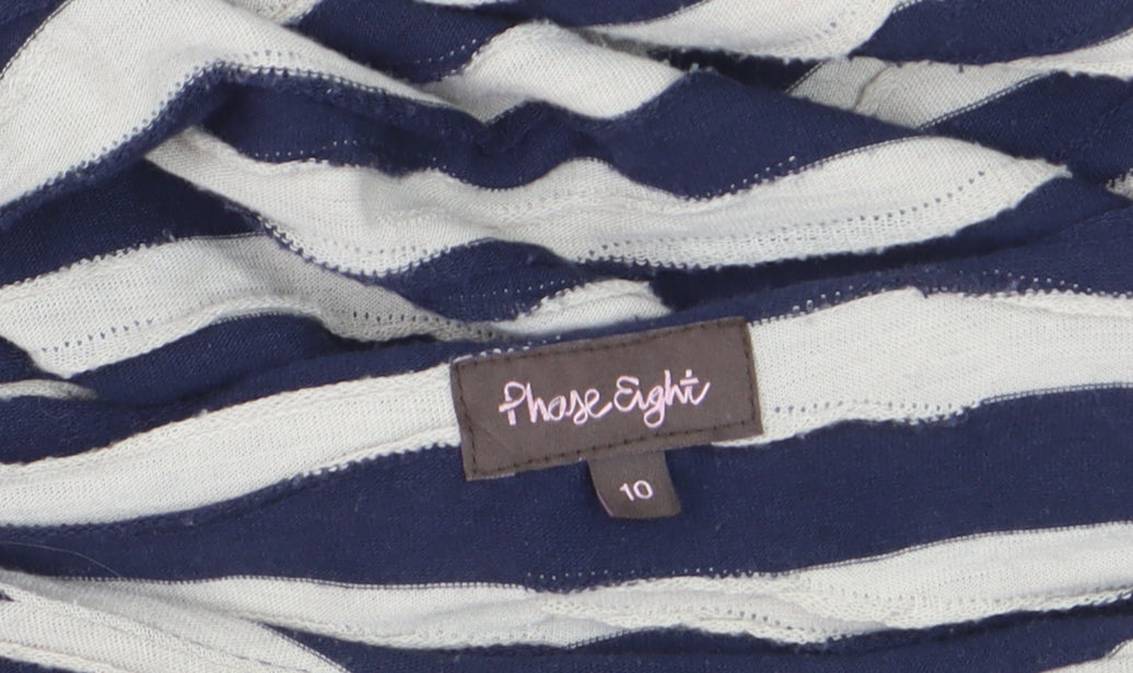 Phase Eight Women Blue Striped Knee Length Shift Dress Size 10