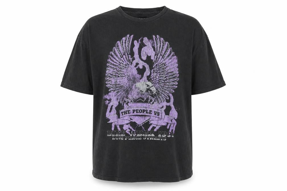 The People Vs Men's Black Graphic Eagle T-Shirt Medium