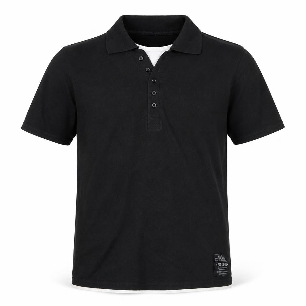 Easy Men’s Black Cotton Polo Shirt Size M 100cm Chest Casual Top