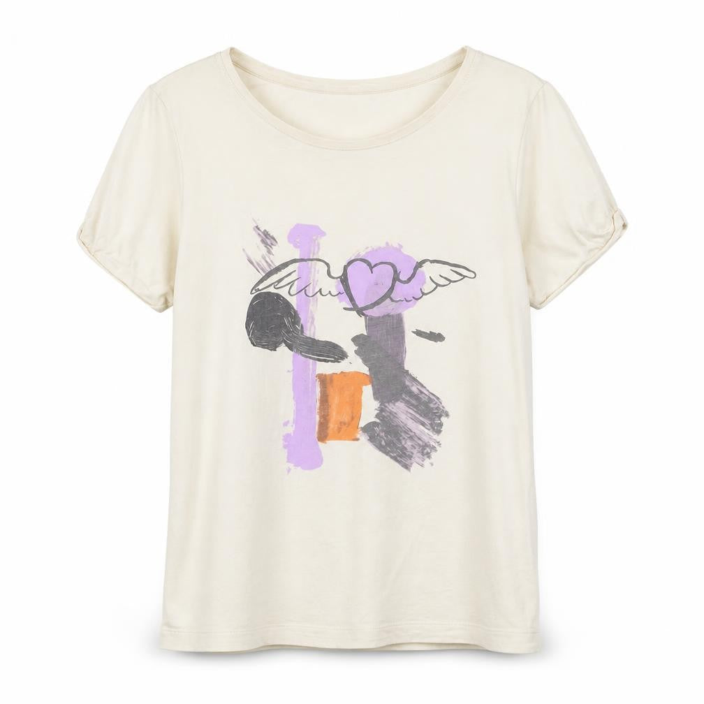 Twenty8Twelve Women's Beige Graphic Cotton T-Shirt M