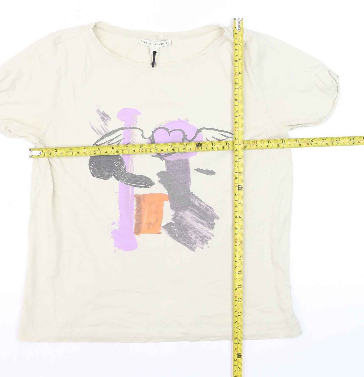Twenty8Twelve Women's Beige Graphic Cotton T-Shirt M