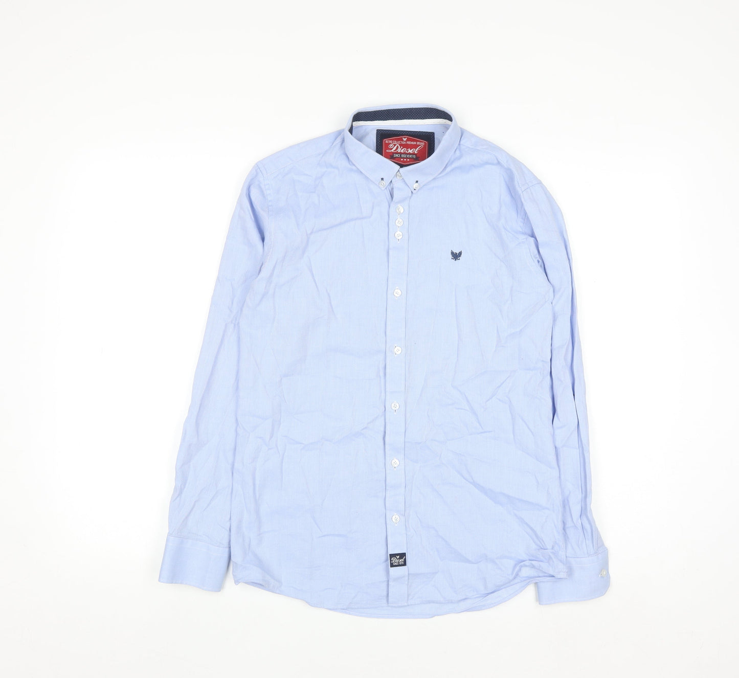 Diesel Boys Blue Long Sleeve Button-Up Dress Shirt Age 13 Cotton Classic Fit