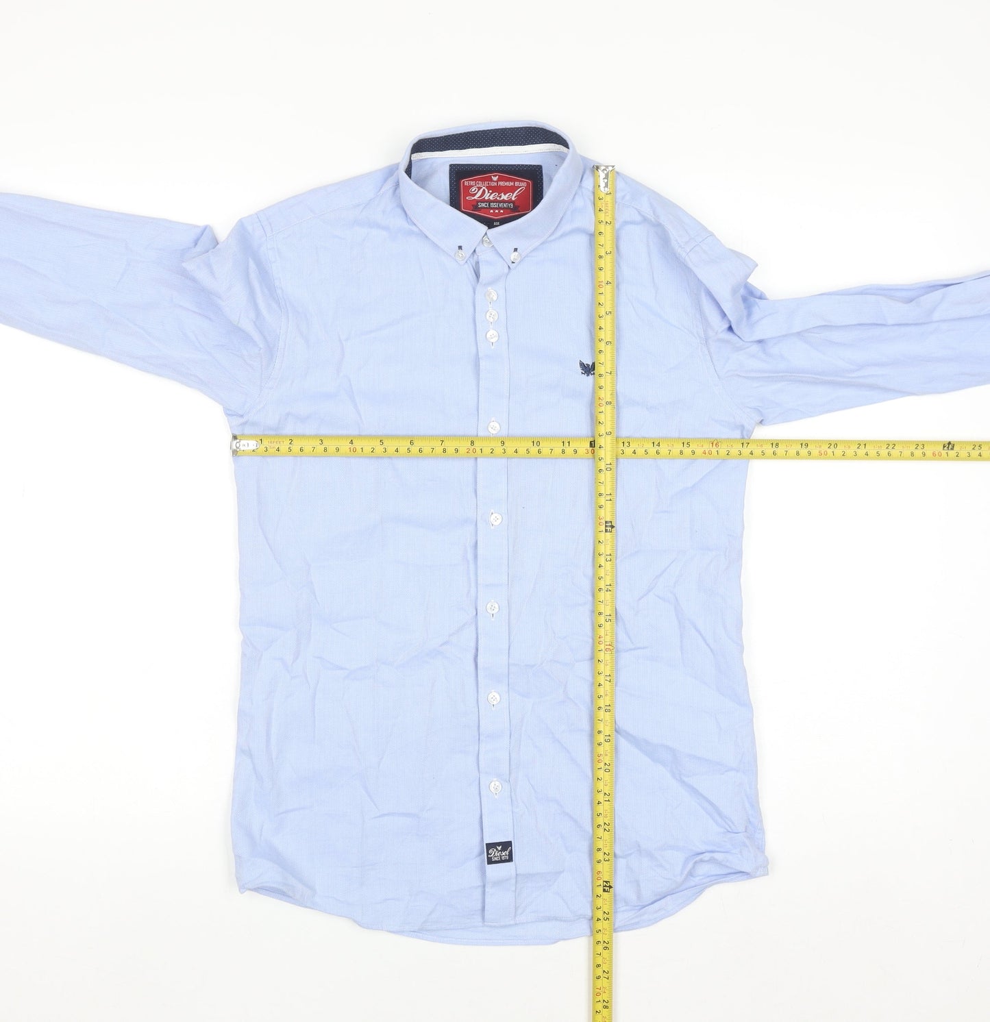 Diesel Boys Blue Long Sleeve Button-Up Dress Shirt Age 13 Cotton Classic Fit