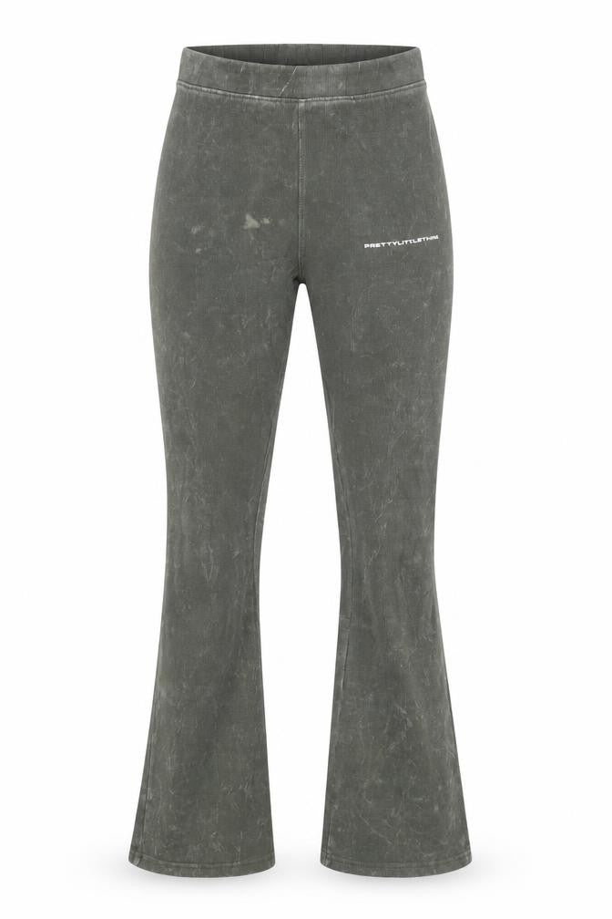 PRETTYLITTLETHING Women's Green Flared Ribbed Trousers Size 14