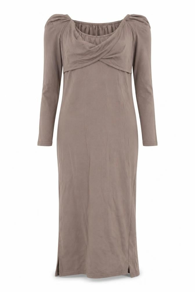 PRETTYLITTLETHING Women Brown UK 6 Long Sleeve Off Shoulder Bodycon Dress