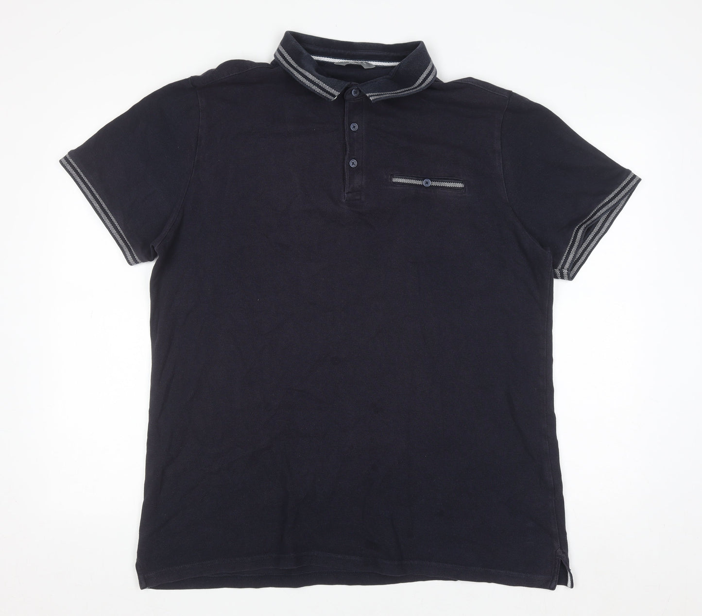 Nutmeg Men Black XL Cotton Button-Down Polo Shirt