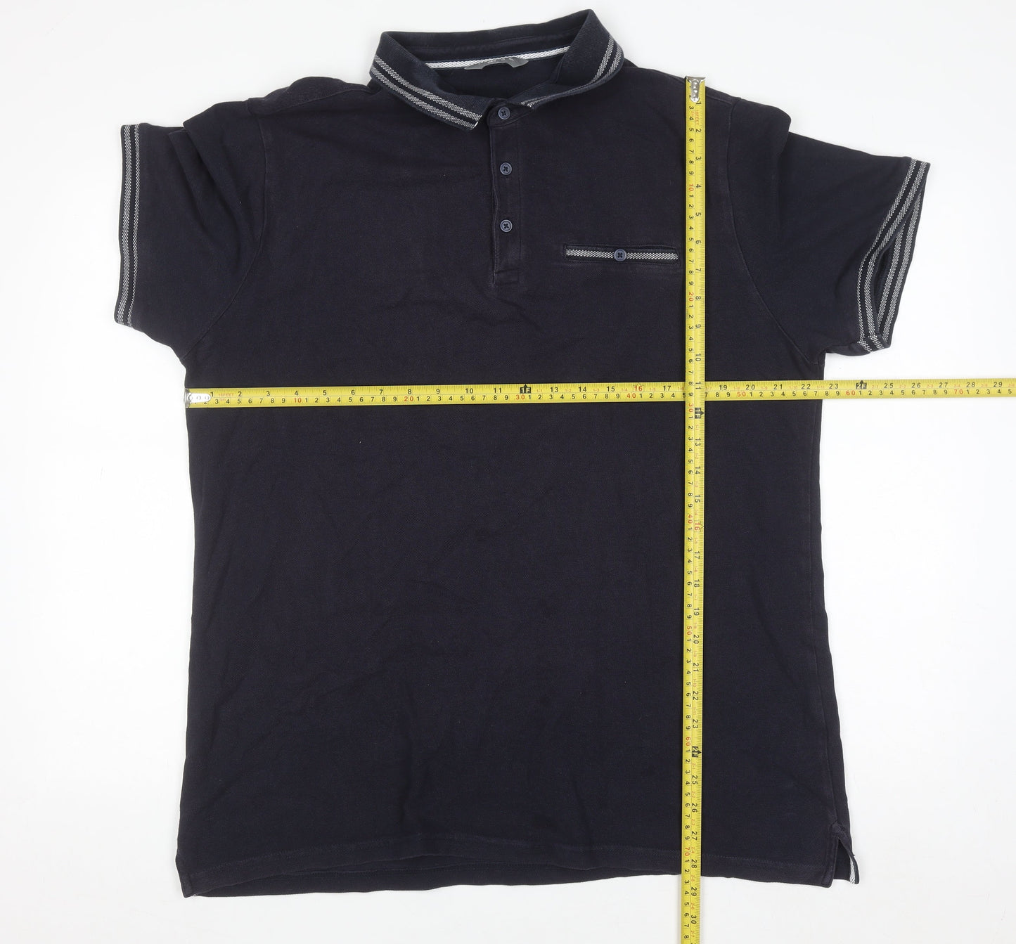 Nutmeg Men Black XL Cotton Button-Down Polo Shirt