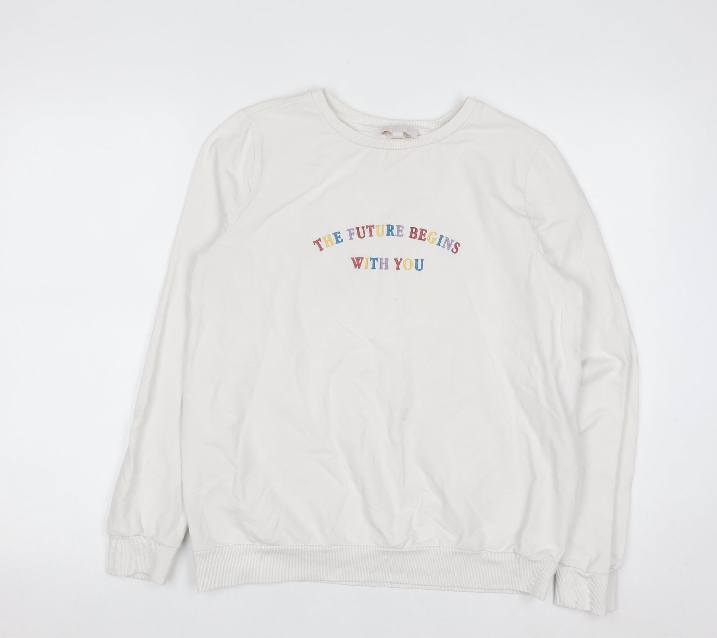 Next Maternity Women's White Small Crew Neck Pullover Sweatshirt