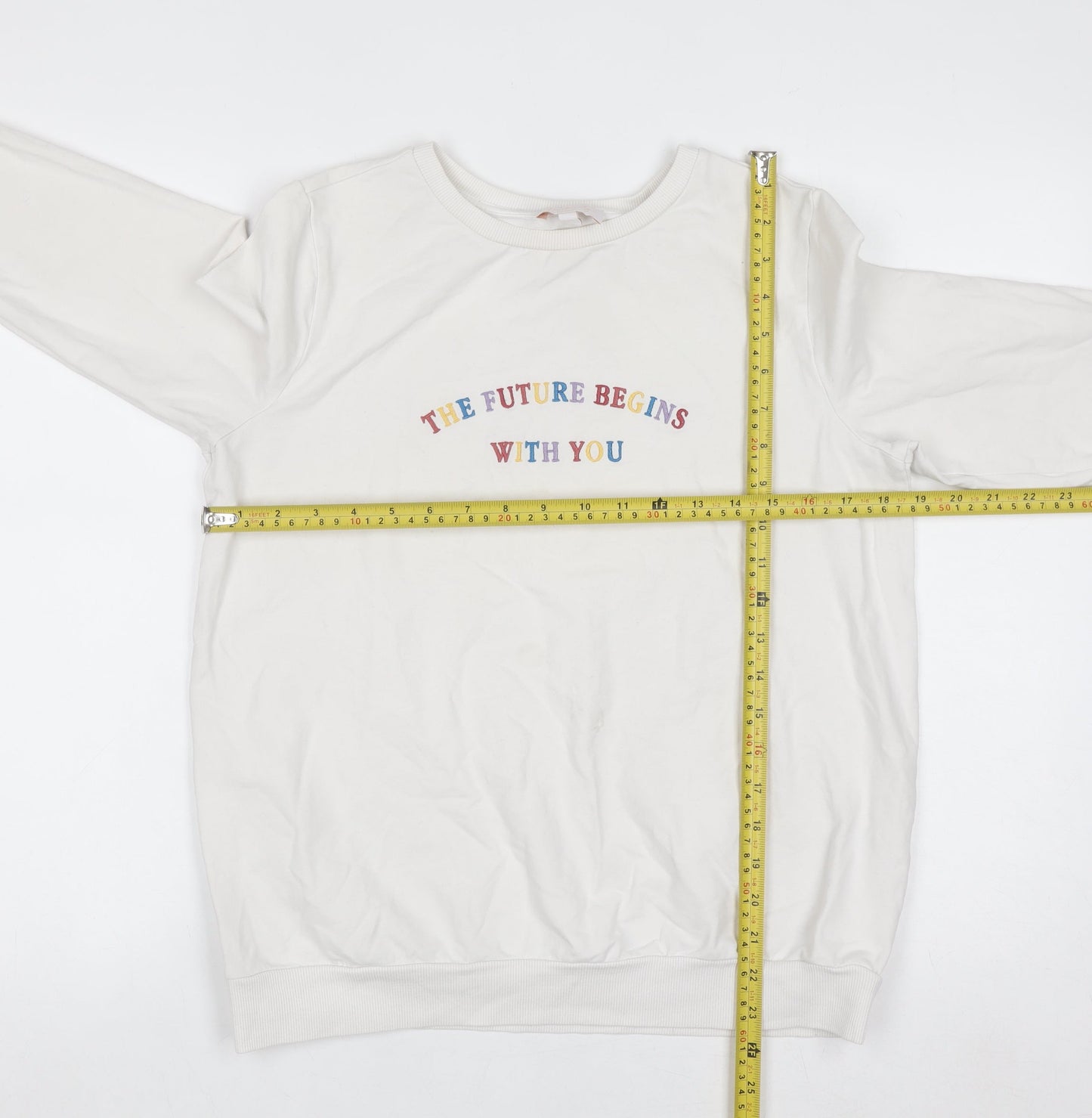 Next Maternity Women's White Small Crew Neck Pullover Sweatshirt