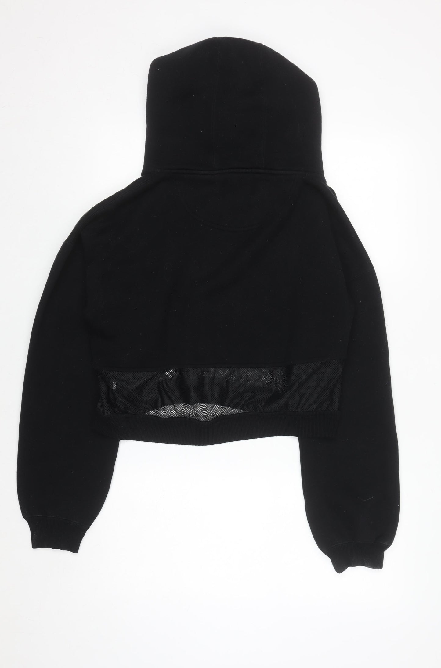 Lanova USA Womens Black Cropped Pullover Hoodie XL Mesh Detail