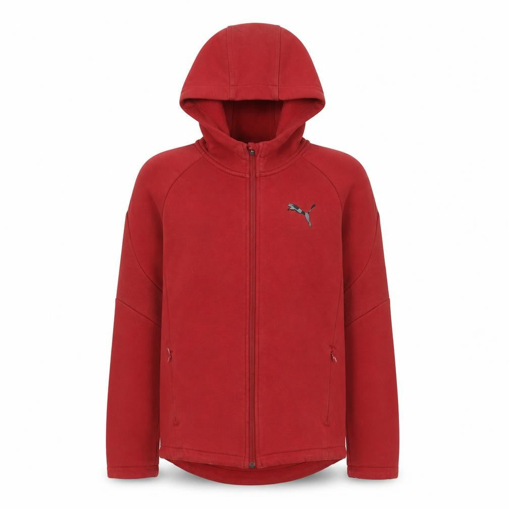 Front view of Puma boys’ red full zip hoodie 11-12 years cotton blend sportswear