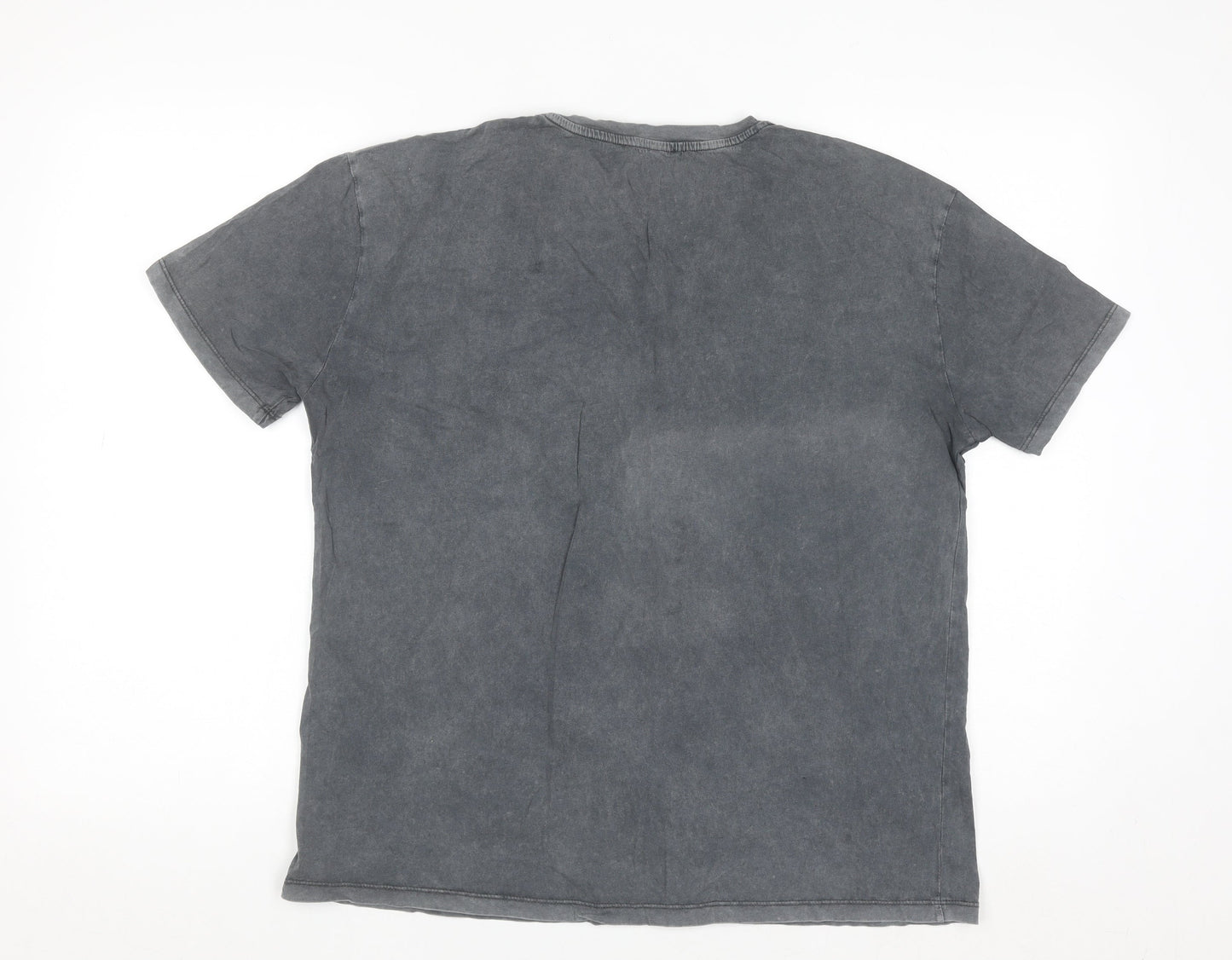 Stradivarius Womens Grey Rhinestone T-Shirt Size 14 Regular Fit