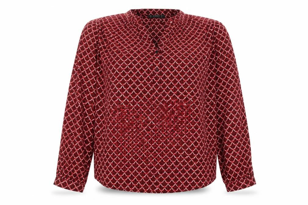 Dunnes Women’s Red Geometric Long Sleeve Polyester Blouse Size M