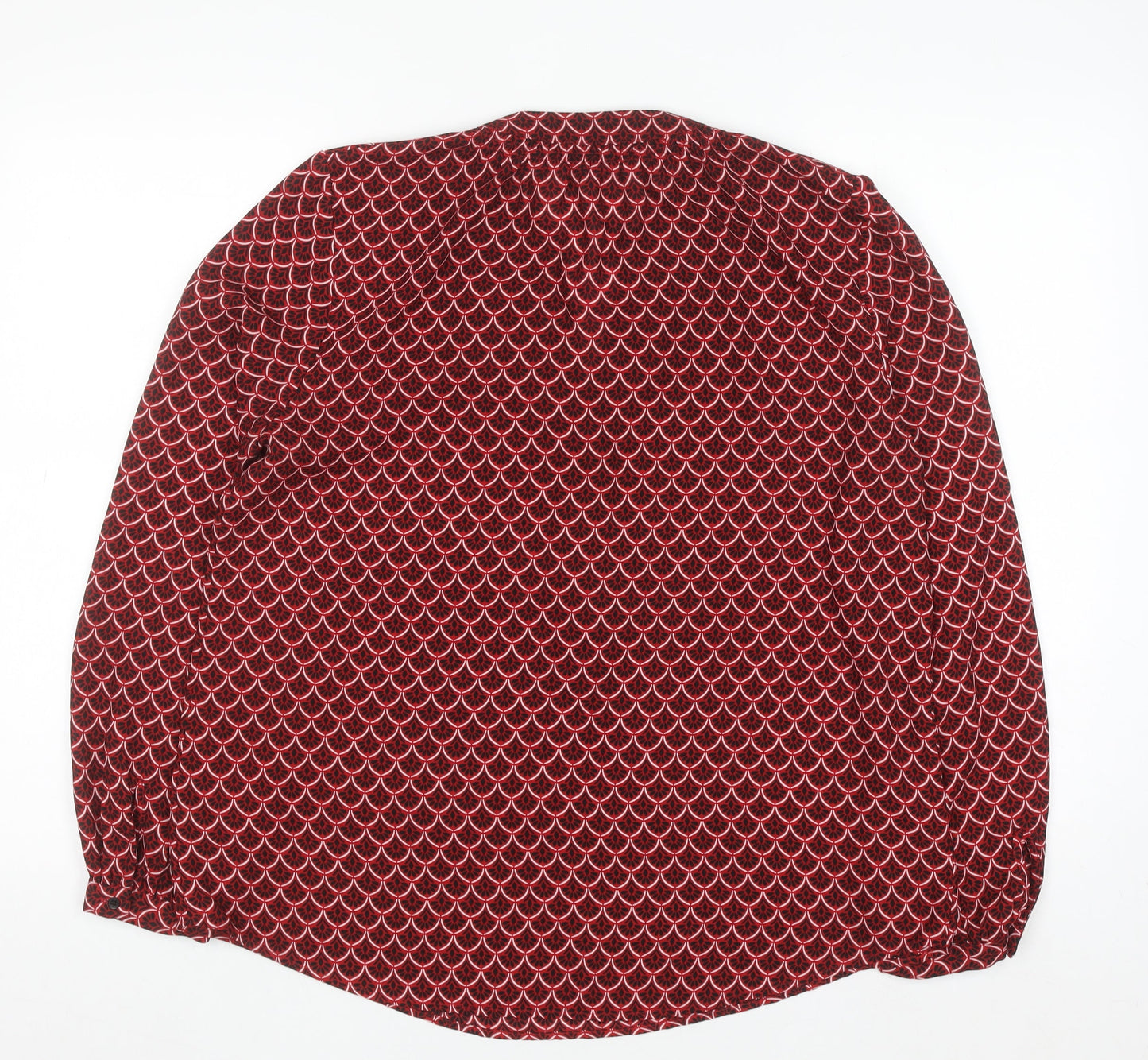 Dunnes Women’s Red Geometric Long Sleeve Polyester Blouse Size M
