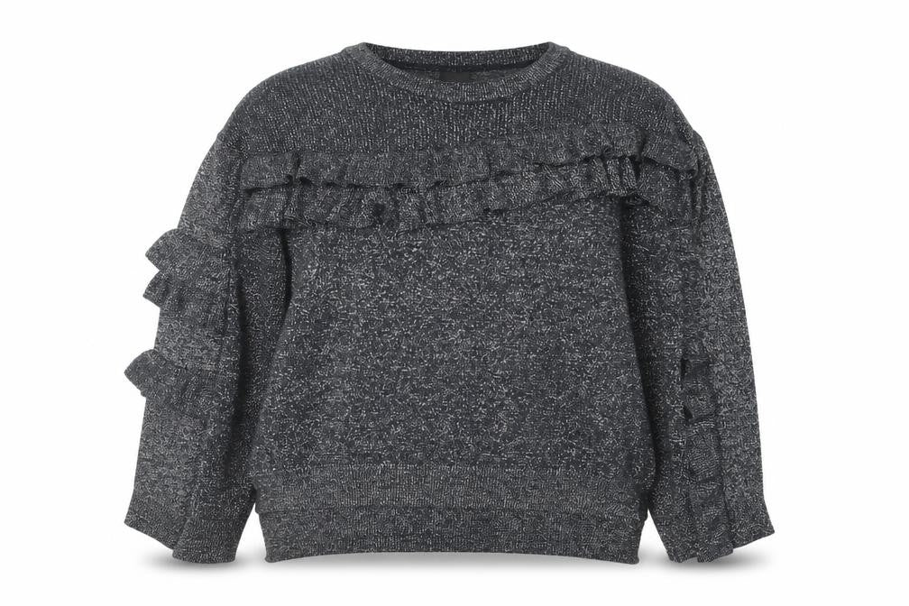 River Island Women's Grey Ruffle Knit Jumper Size 10
