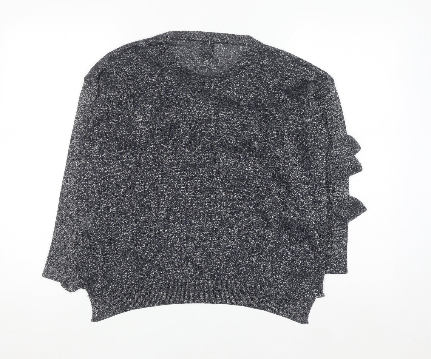 River Island Women's Grey Ruffle Knit Jumper Size 10