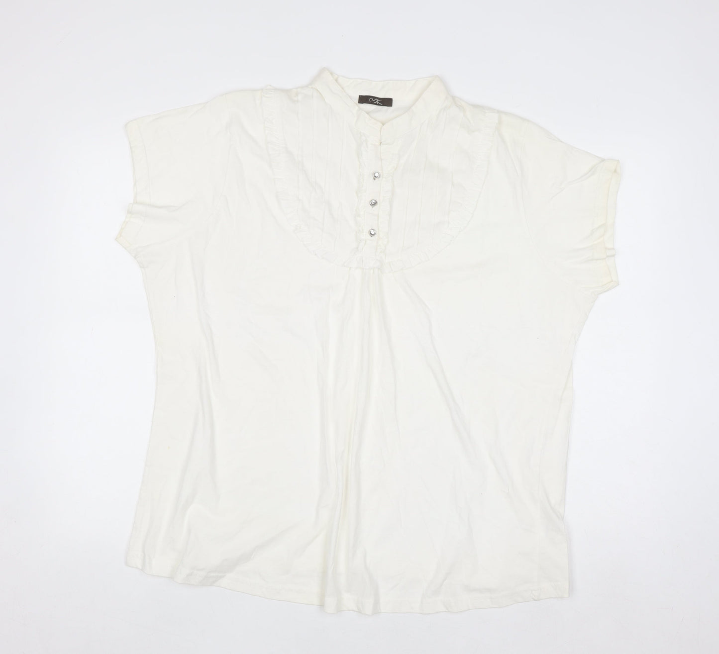 MK Womens Ivory Cotton Short Sleeve Blouse Size 24