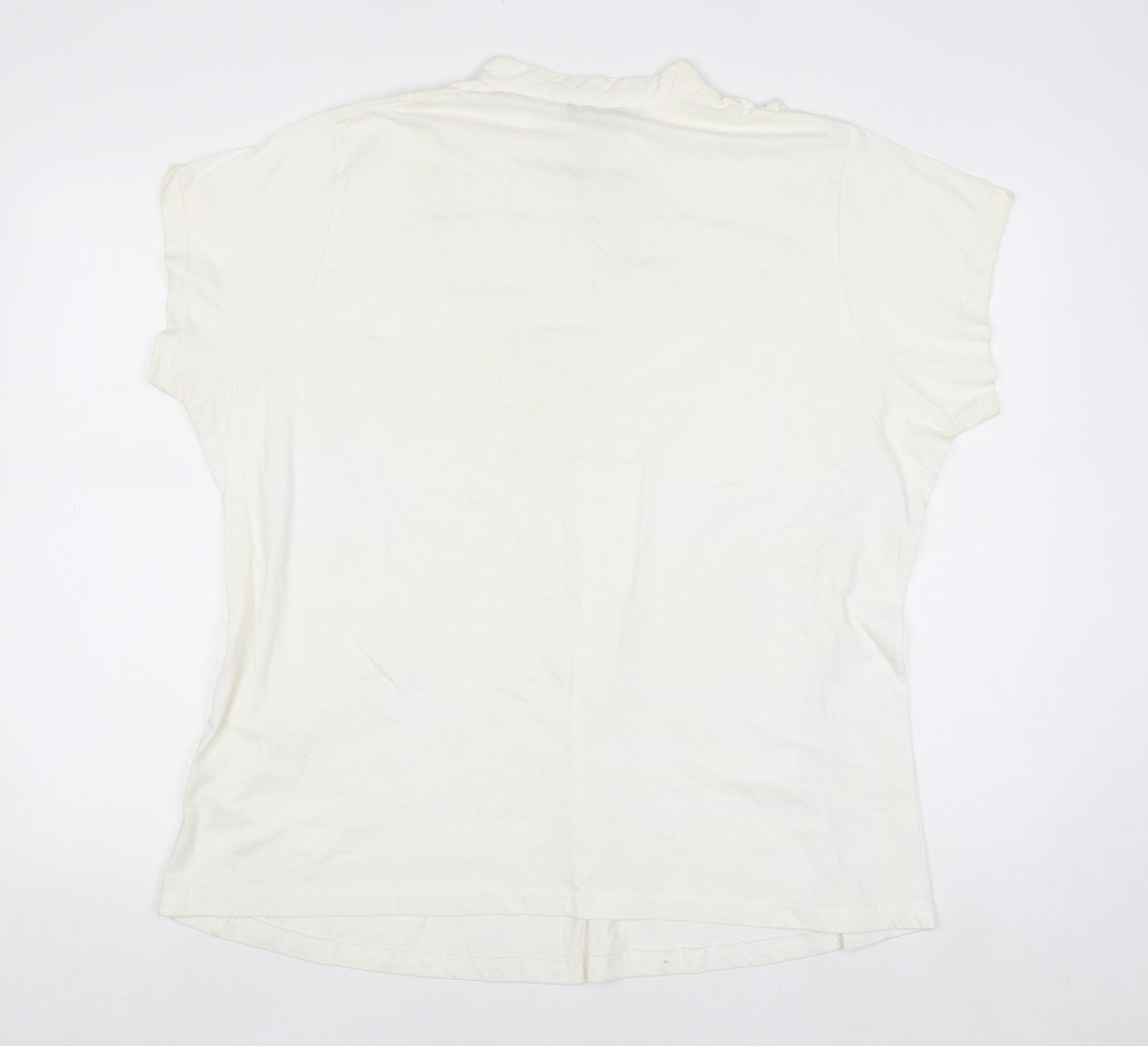 MK Womens Ivory Cotton Short Sleeve Blouse Size 24