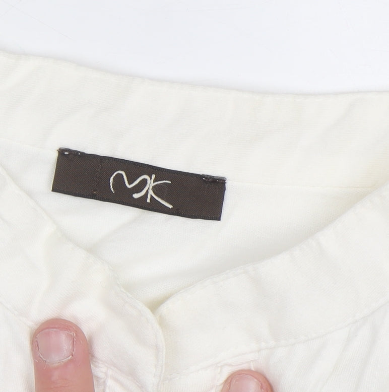MK Womens Ivory Cotton Short Sleeve Blouse Size 24