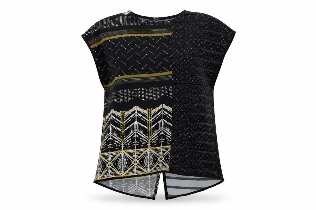 Next Womens Black Geometric Tunic Blouse Size 16