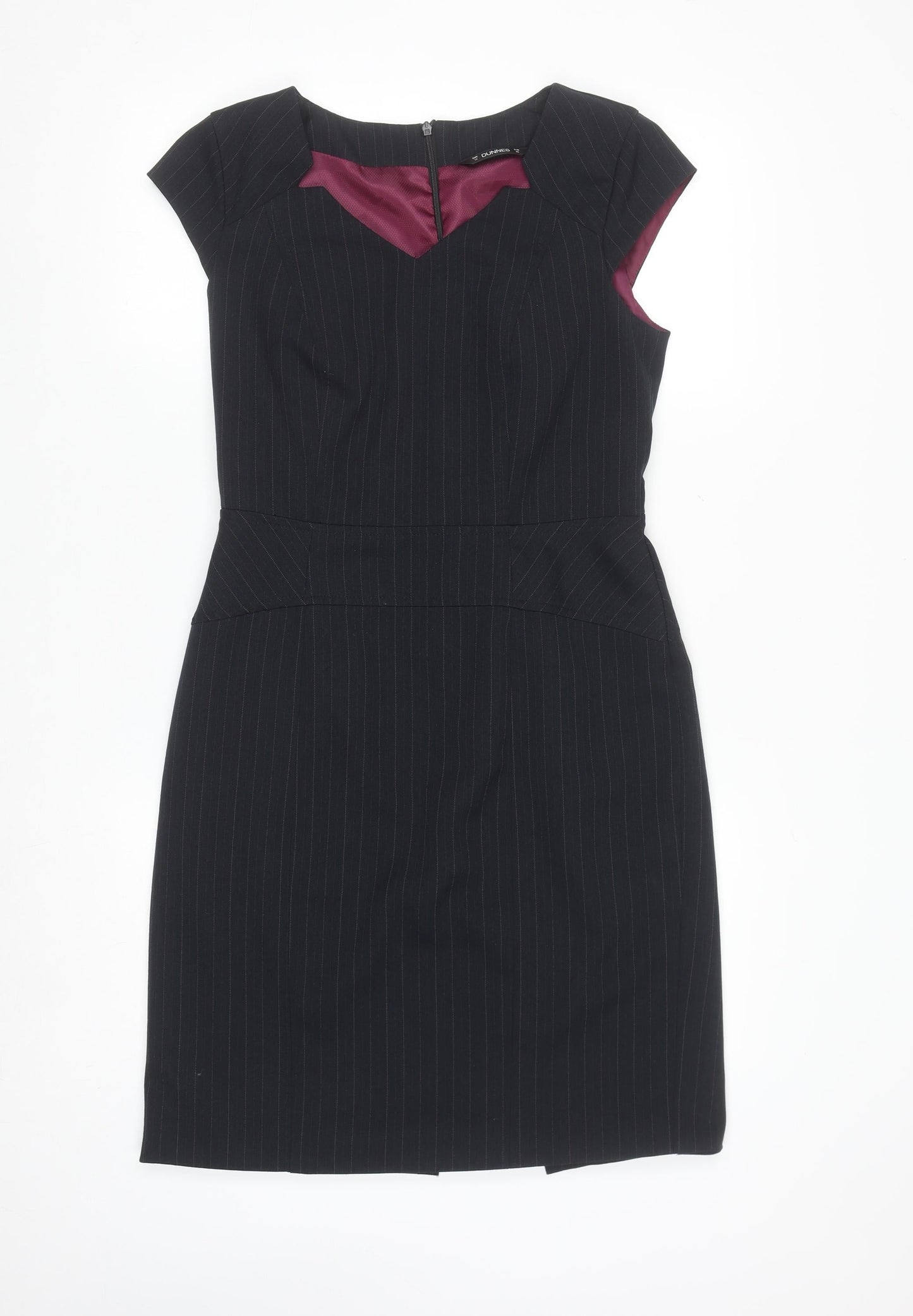 Dunnes Women Black Pinstripe Sheath Work Dress Size 12