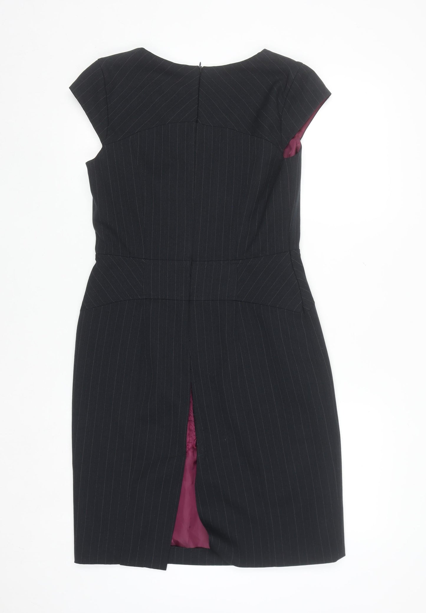 Dunnes Women Black Pinstripe Sheath Work Dress Size 12