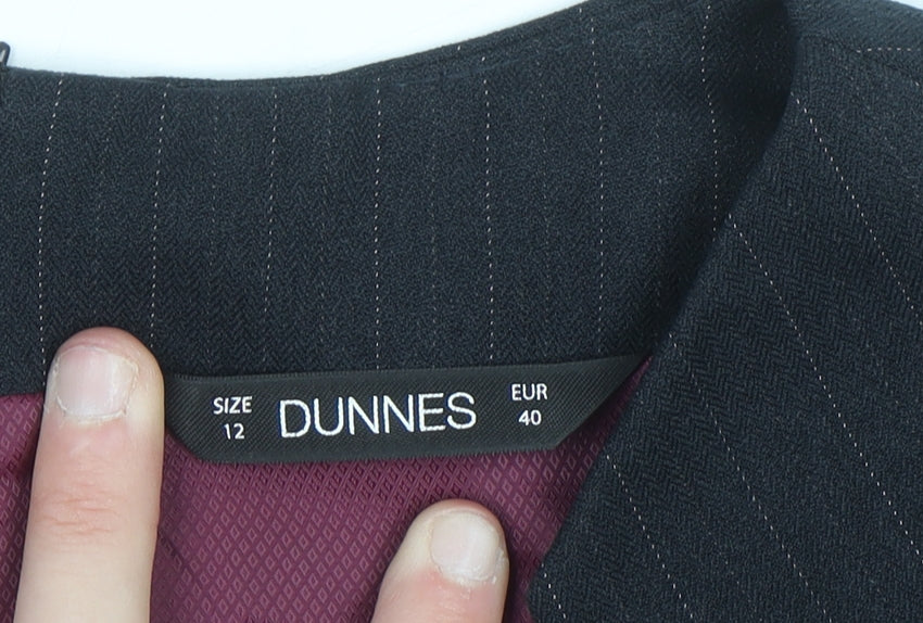 Dunnes Women Black Pinstripe Sheath Work Dress Size 12