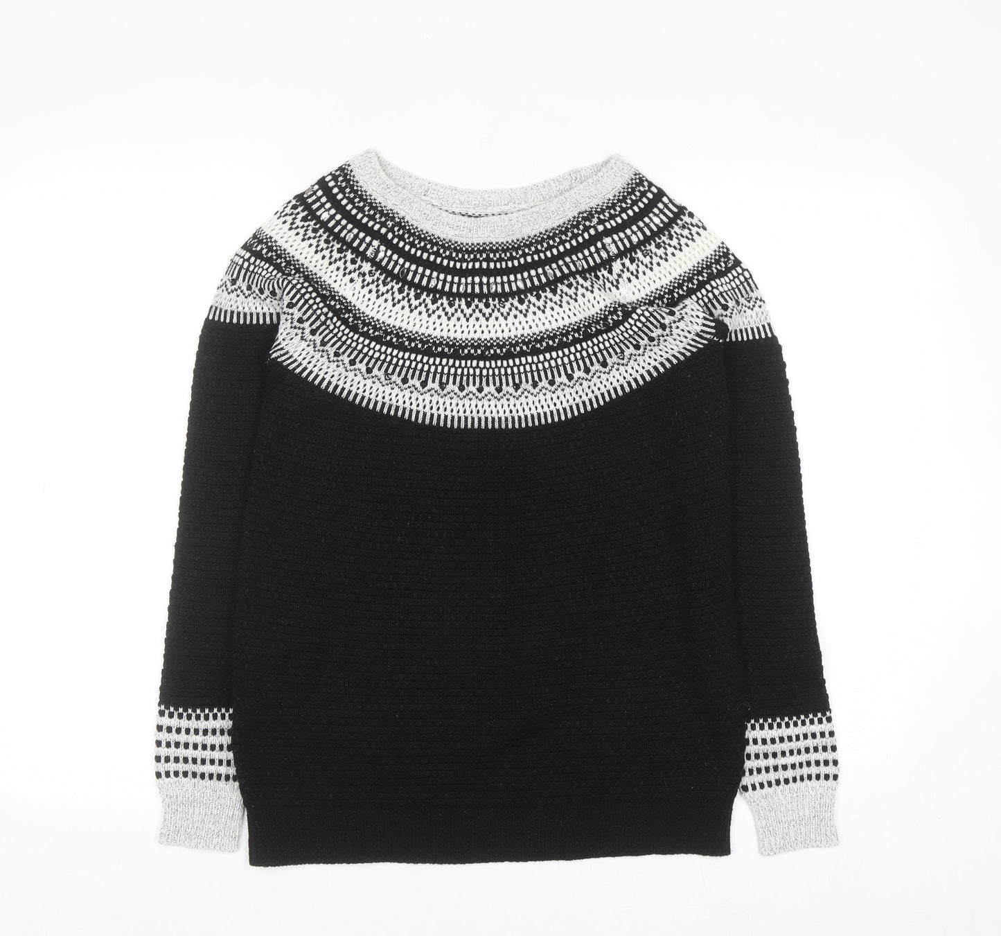 Next Women's Black & Grey Fair Isle Knit Jumper Size 8