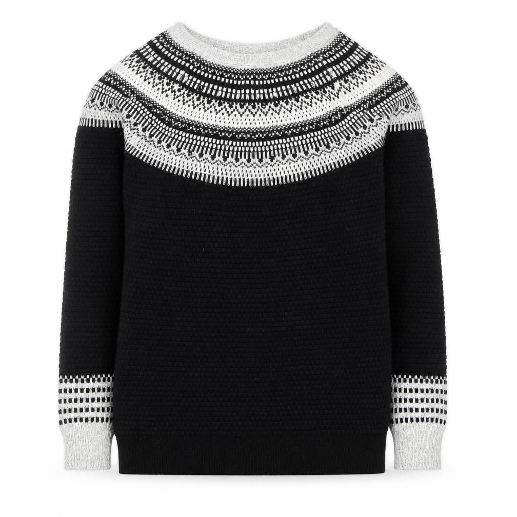 Next Women's Black & Grey Fair Isle Knit Jumper Size 8