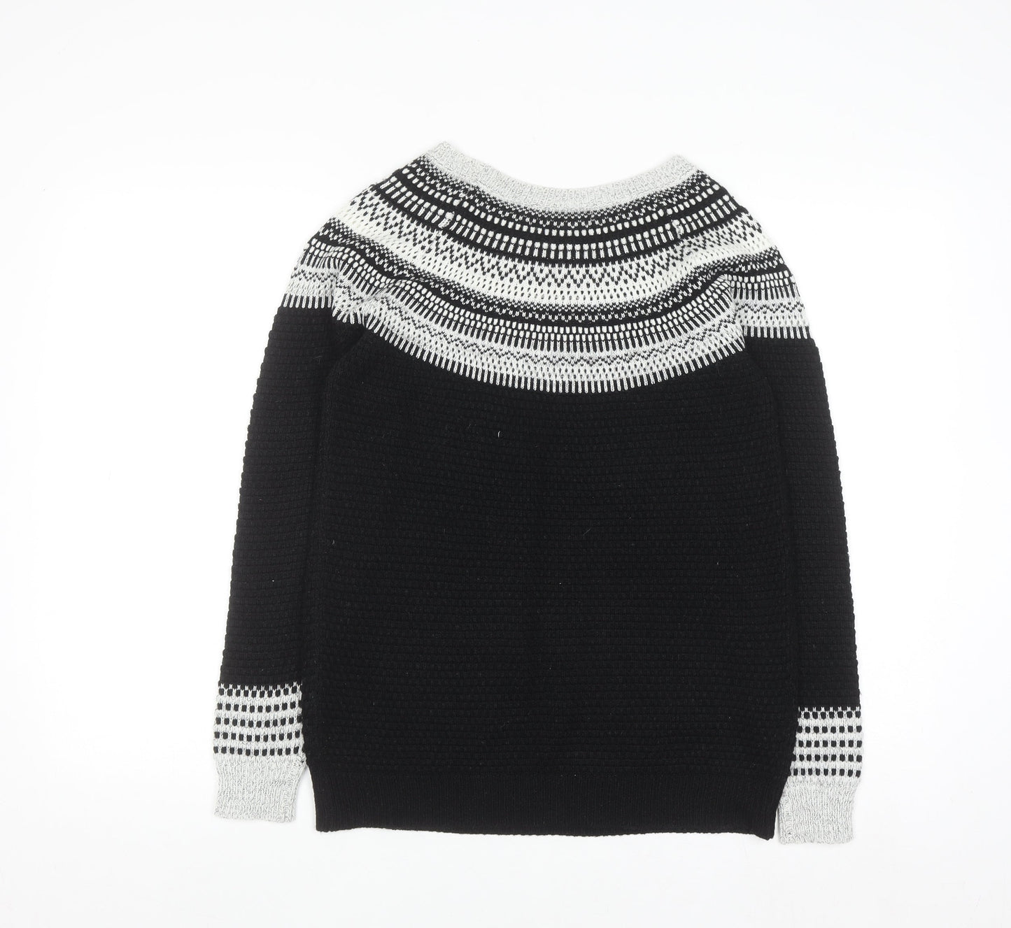 Next Women's Black & Grey Fair Isle Knit Jumper Size 8