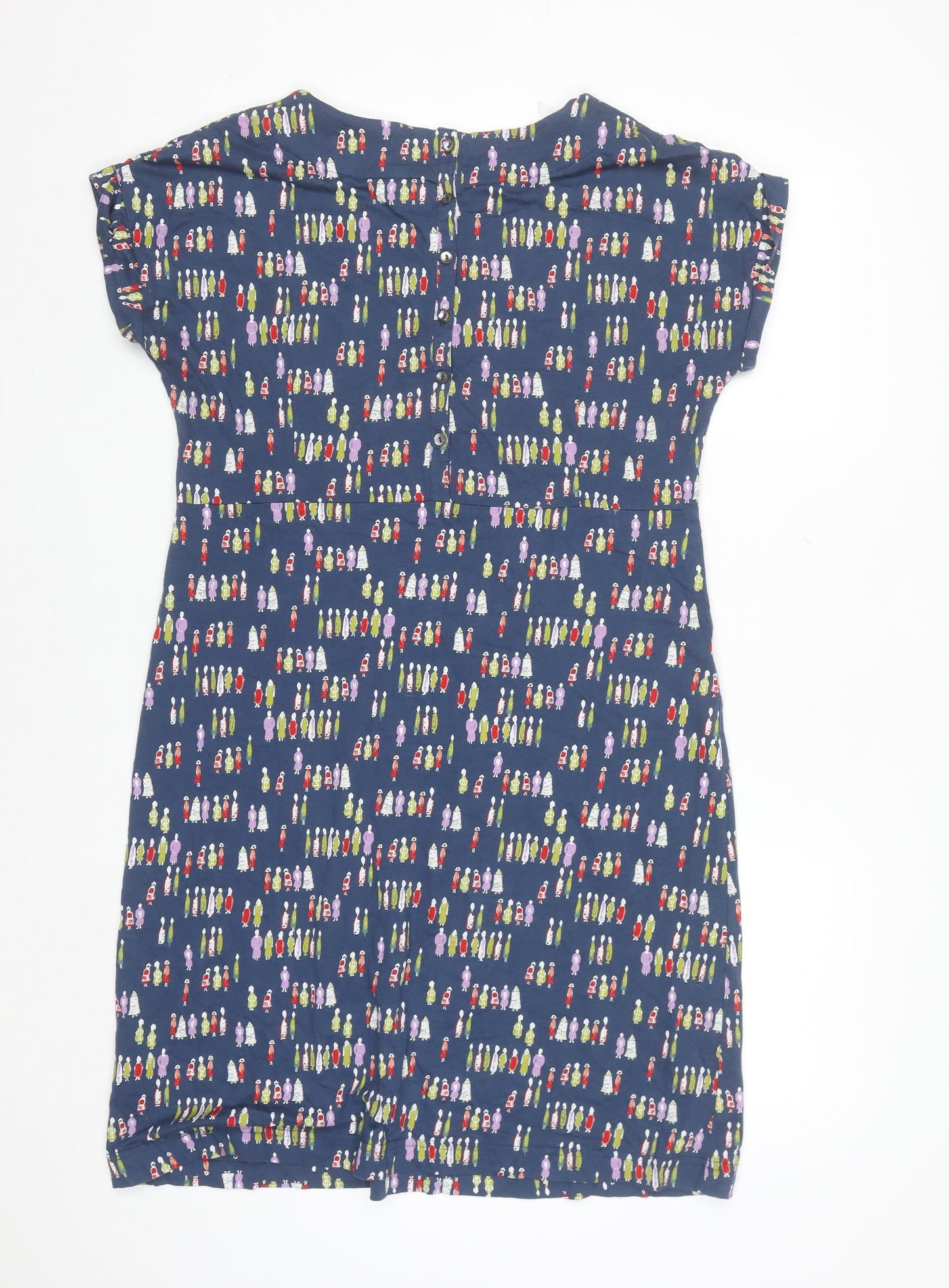 Weird Fish Women's Blue Size 14 Cotton Shift Dress