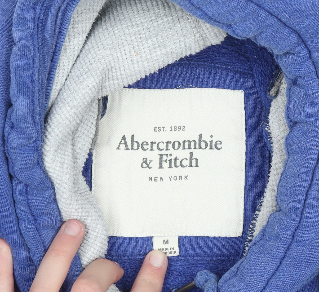 Abercrombie & Fitch Men's Blue Pullover Hoodie Medium Fleece