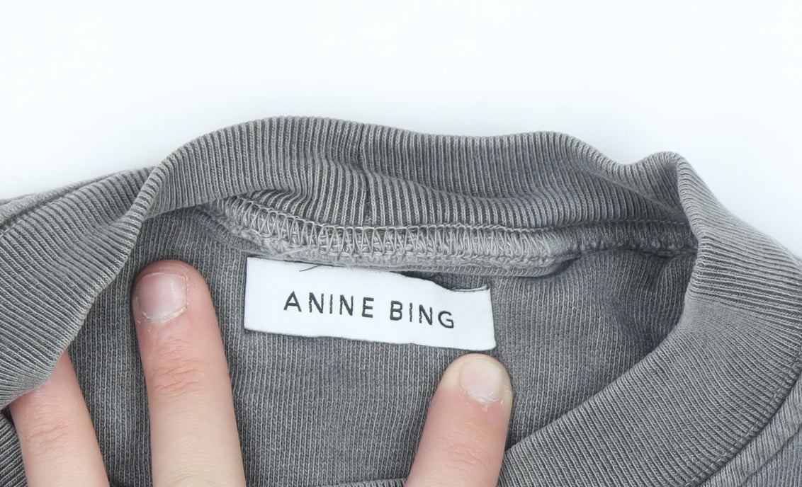 Anine Bing Women's Grey Graphic Pullover Sweatshirt XS Organic Cotton
