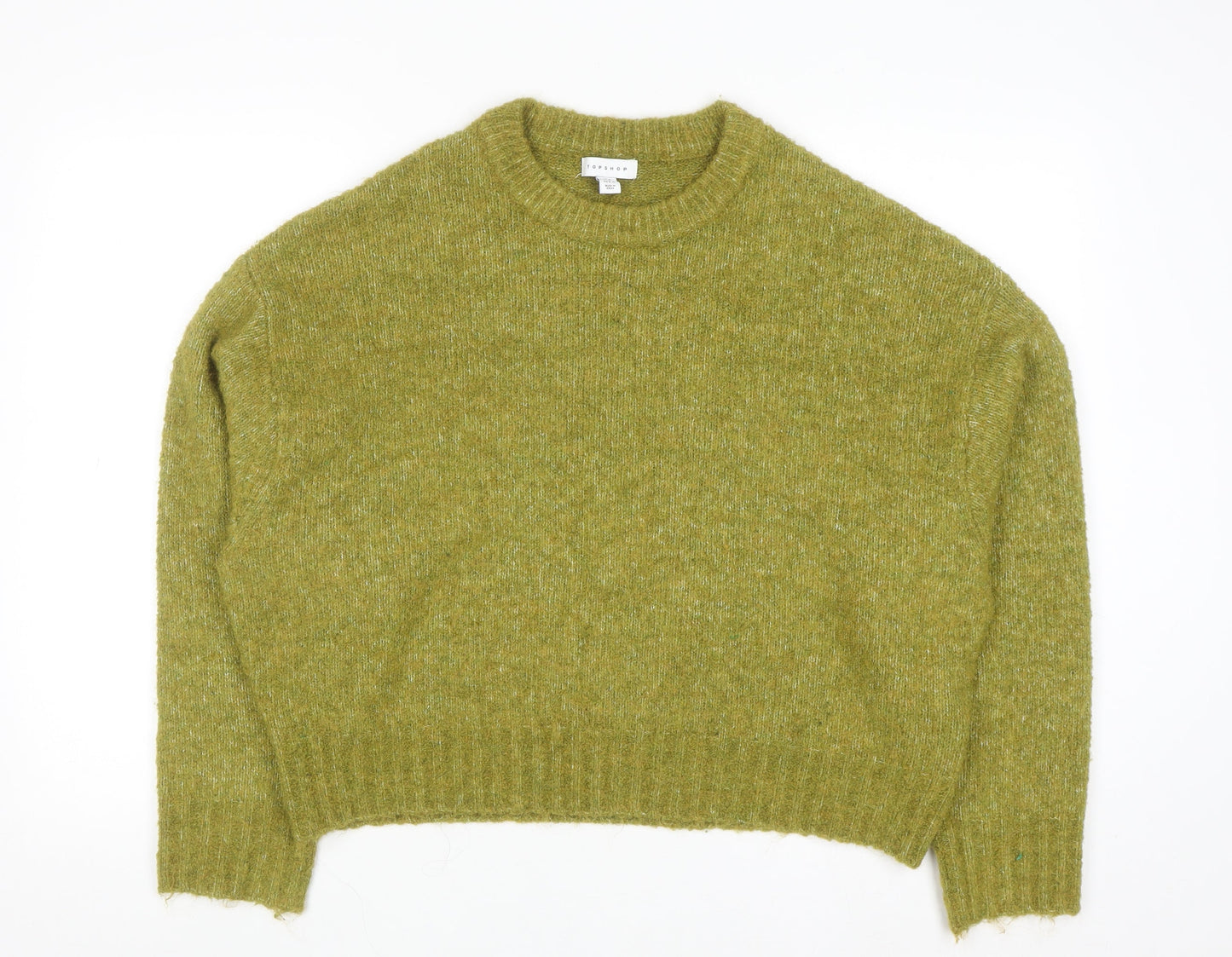 Topshop Women's Green Wool Blend Crew Neck Jumper Size M