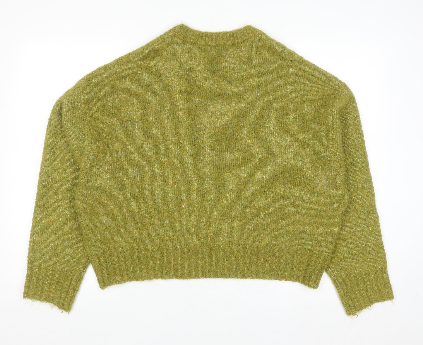 Topshop Women's Green Wool Blend Crew Neck Jumper Size M