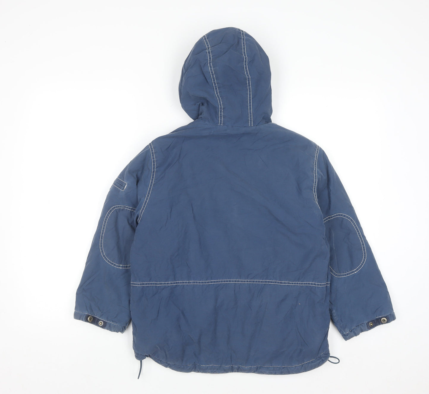 Mini Boden Boys Blue Hooded Parka Coat 7-8 Years Lined Winter Jacket