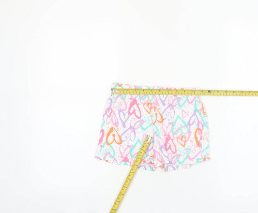 F&F Girls Multicoloured Heart Print Cotton Shorts 7-8 Years